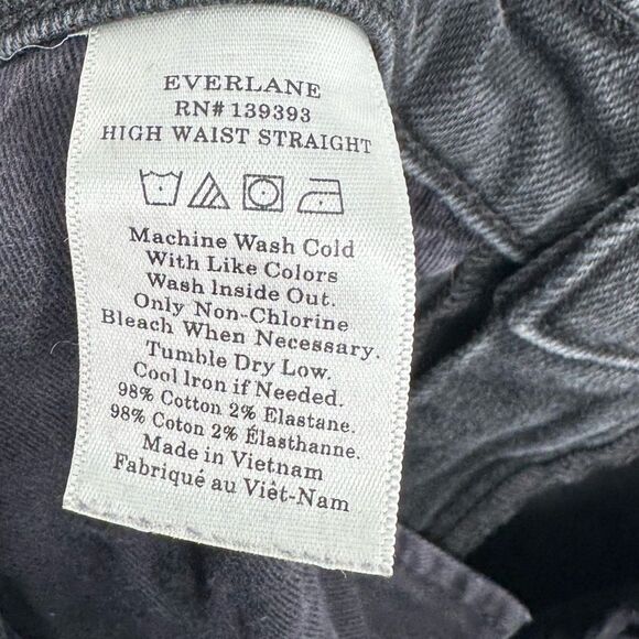 Everlane The High Rise Straight Black Jeans Women's Size 27 Regular - Picture 6 of 7